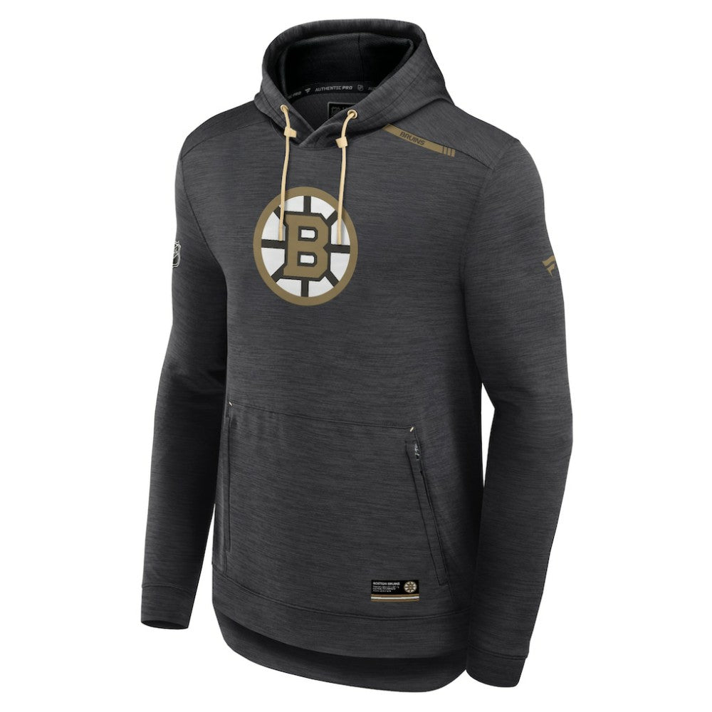 Boston Bruins Fanatics Authentic Pro Tech Pullover Hoodie - Heather Charcoal Hoodies