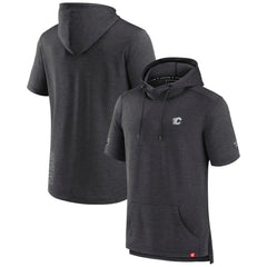 Calgary Flames Fanatics Authentic Pro Short Sleeve Pullover Hoodie - Heather Charcoal Hoodies