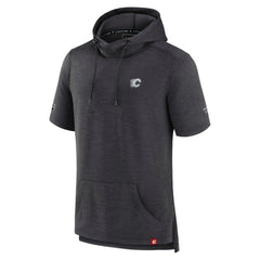 Calgary Flames Fanatics Authentic Pro Short Sleeve Pullover Hoodie - Heather Charcoal Hoodies
