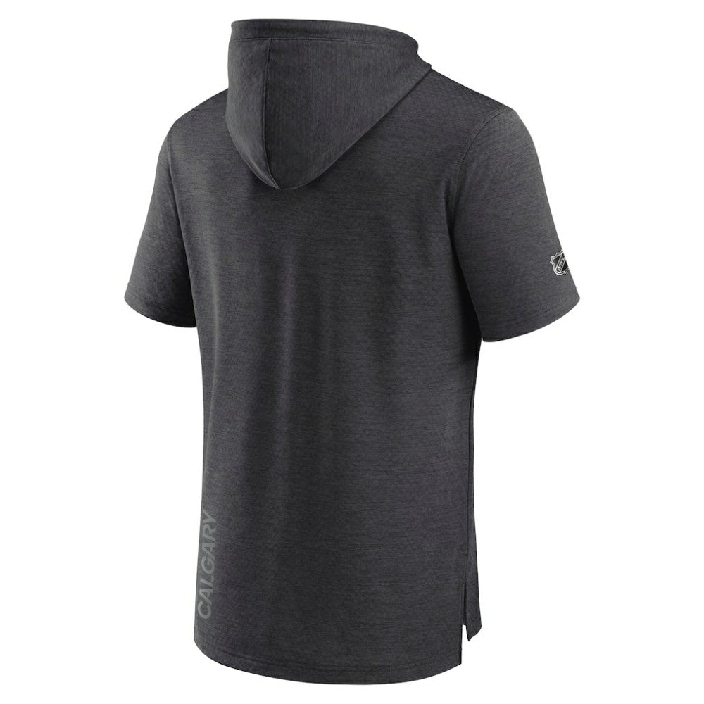 Calgary Flames Fanatics Authentic Pro Short Sleeve Pullover Hoodie - Heather Charcoal Hoodies