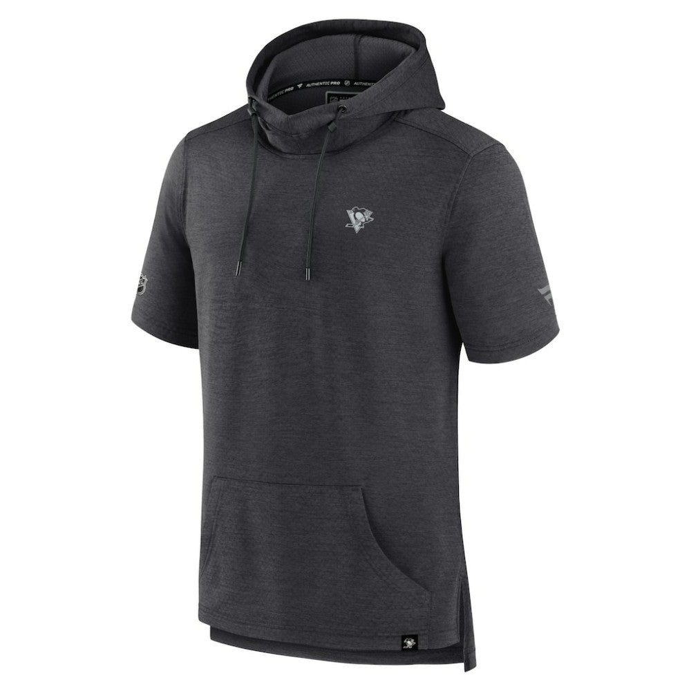 Pittsburgh Penguins Fanatics Authentic Pro Short Sleeve Pullover Hoodie - Heather Charcoal Hoodies