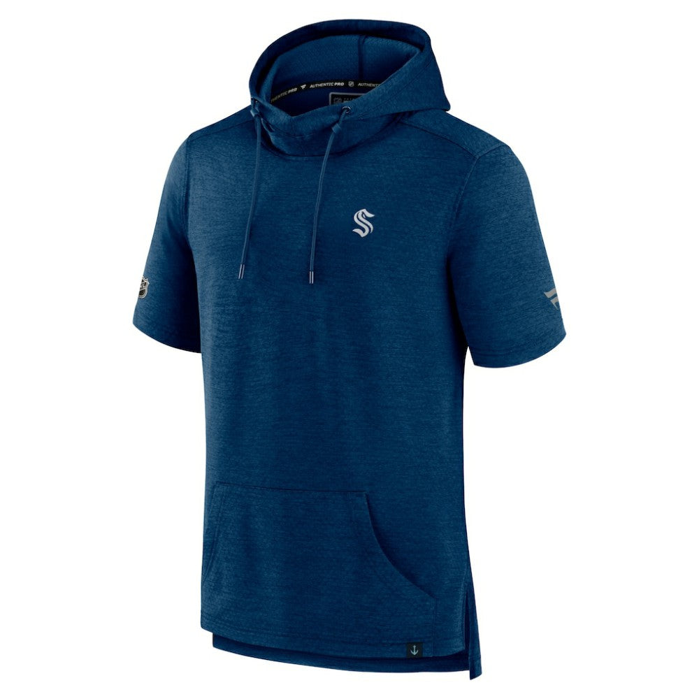 Seattle Kraken Fanatics Authentic Pro Short Sleeve Pullover Hoodie - Heather Navy Hoodies