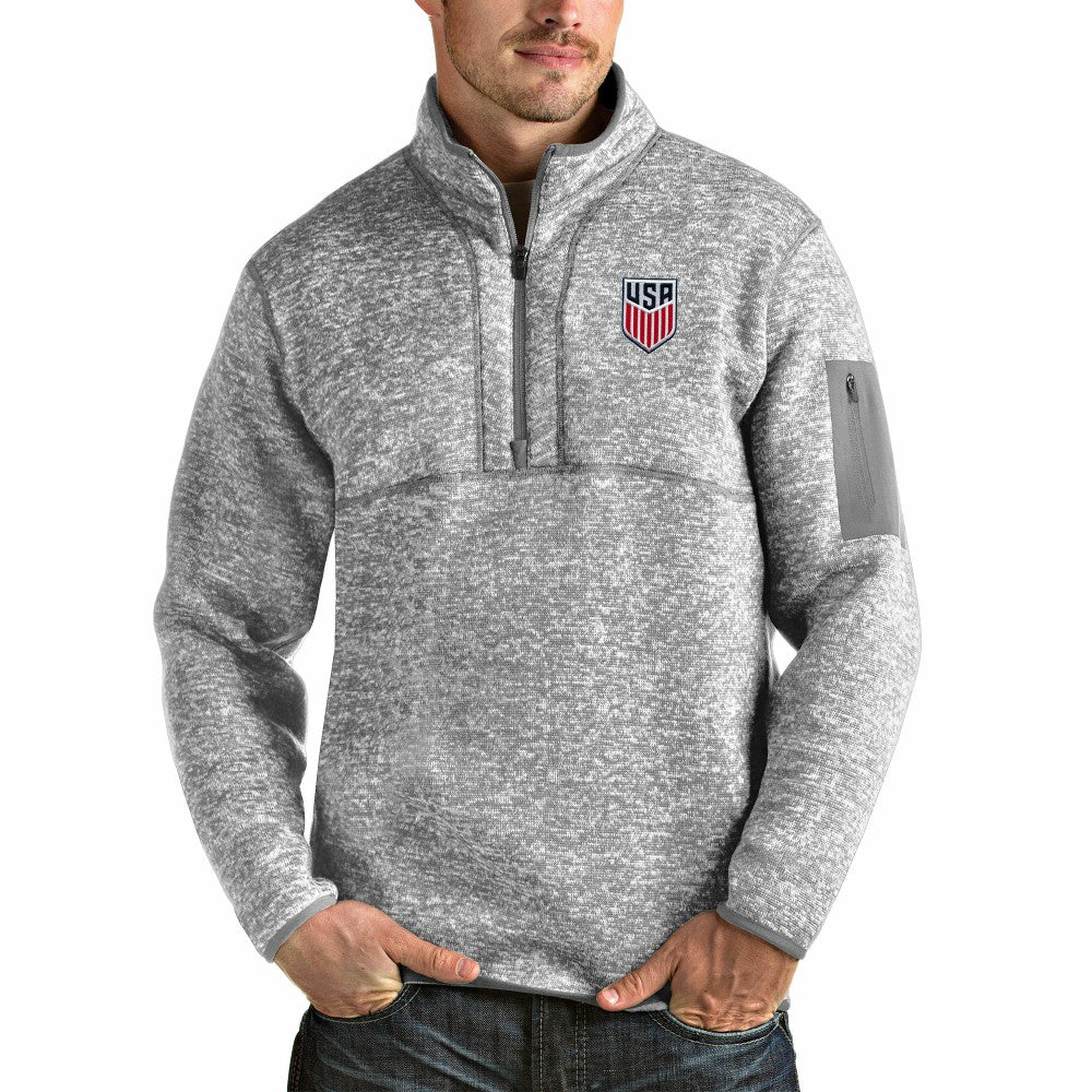 USMNT Antigua Fortune Quarter-Zip Pullover Jacket - Gray for sale