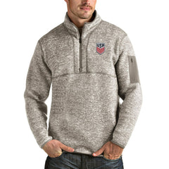 USMNT Antigua Fortune Quarter-Zip Pullover Jacket - Oatmeal discount