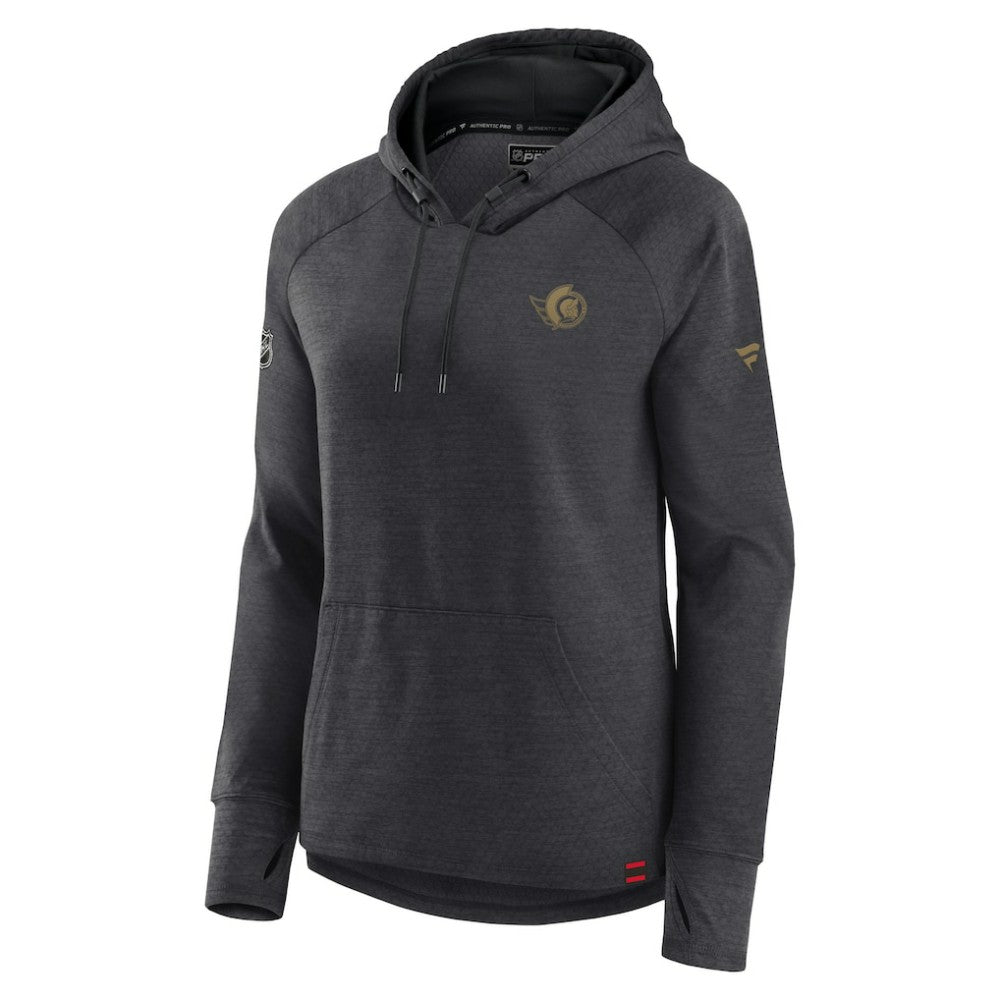 Ottawa Senators Fanatics Women's Authentic Pro Pullover Hoodie - Heather Charcoal Hoodies