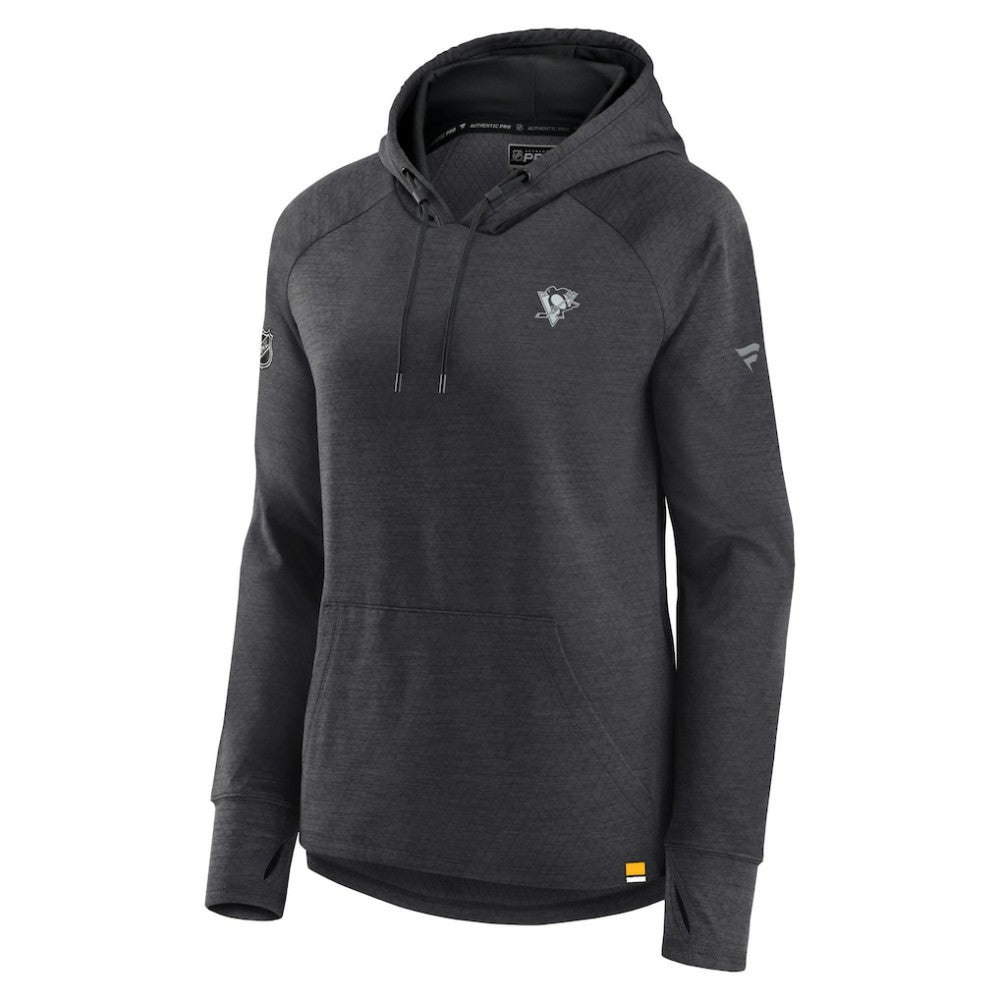 Pittsburgh Penguins Fanatics Women's Authentic Pro Pullover Hoodie - Heather Charcoal Hoodies