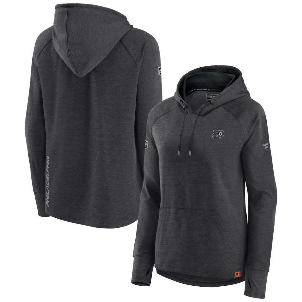 Philadelphia Flyers Fanatics Women's Authentic Pro Pullover Hoodie - Heather Charcoal Hoodies