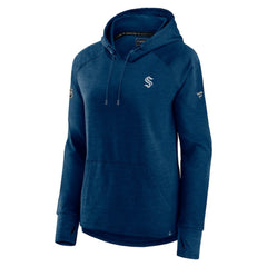 Seattle Kraken Fanatics Women's Authentic Pro Pullover Hoodie - Heather Deep Sea Blue Hoodies