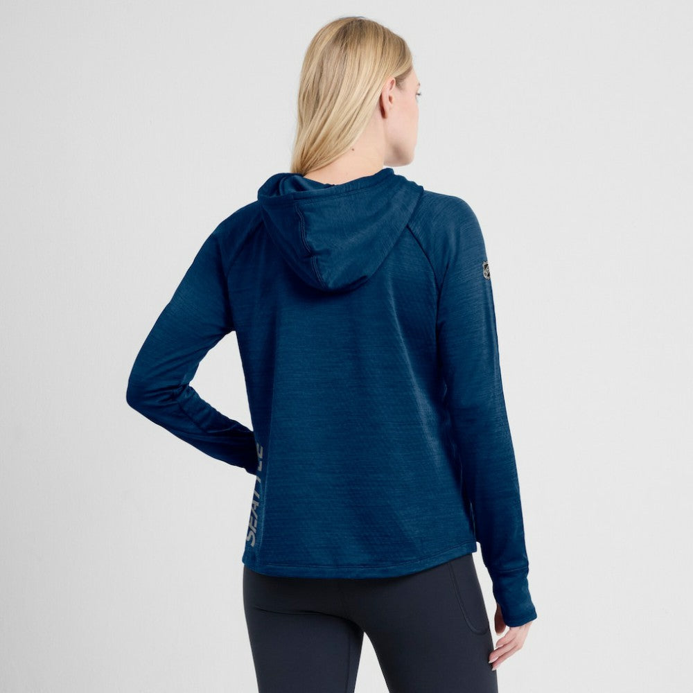 Seattle Kraken Fanatics Women's Authentic Pro Pullover Hoodie - Heather Deep Sea Blue Hoodies