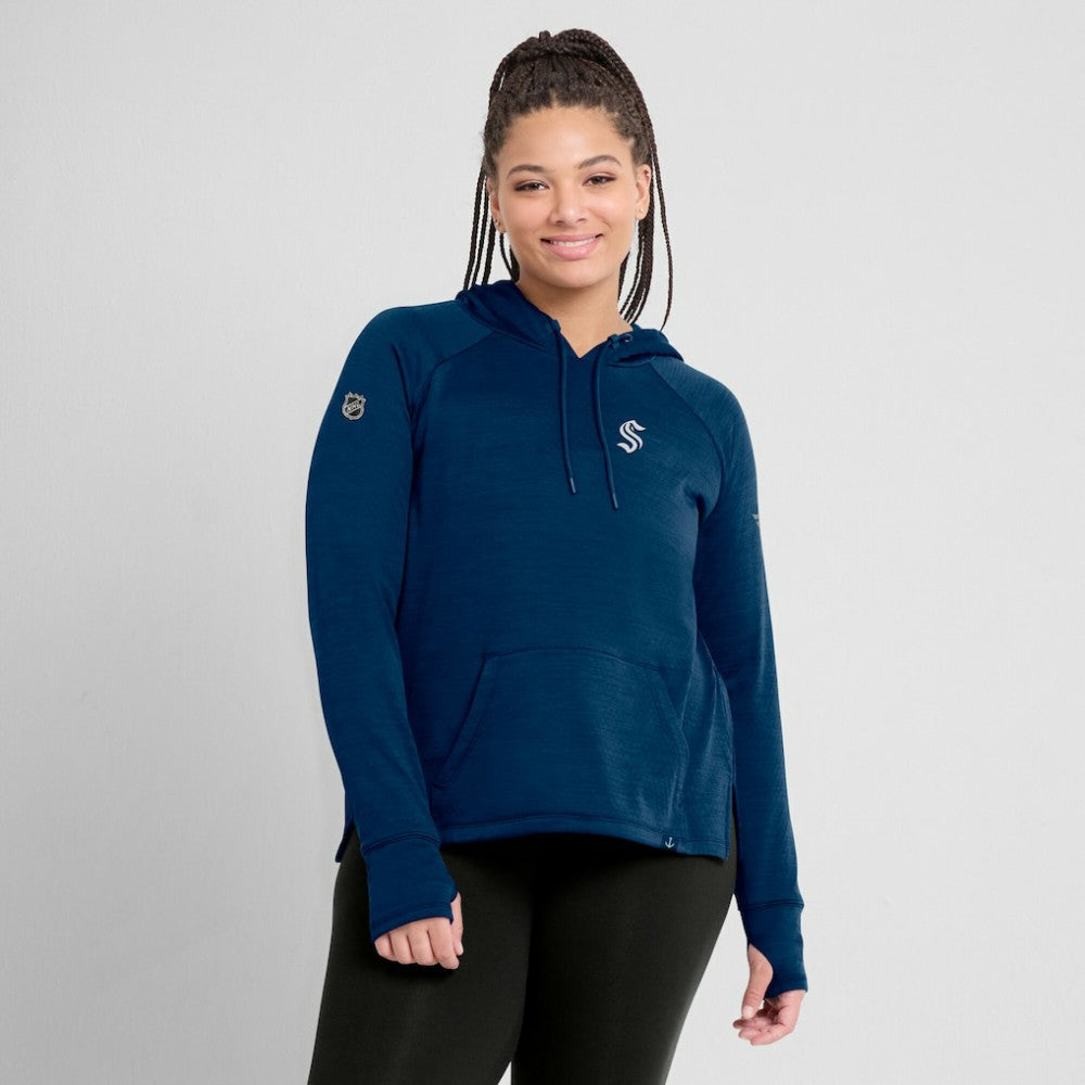 Seattle Kraken Fanatics Women's Authentic Pro Pullover Hoodie - Heather Deep Sea Blue Hoodies