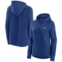 Vancouver Canucks Fanatics Women's Authentic Pro Pullover Hoodie - Heather Blue Hoodies