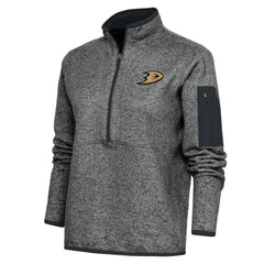 Anaheim Ducks Antigua Women's Team Logo Fortune Quarter-Zip Jacket - Heather Charcoal Jackets