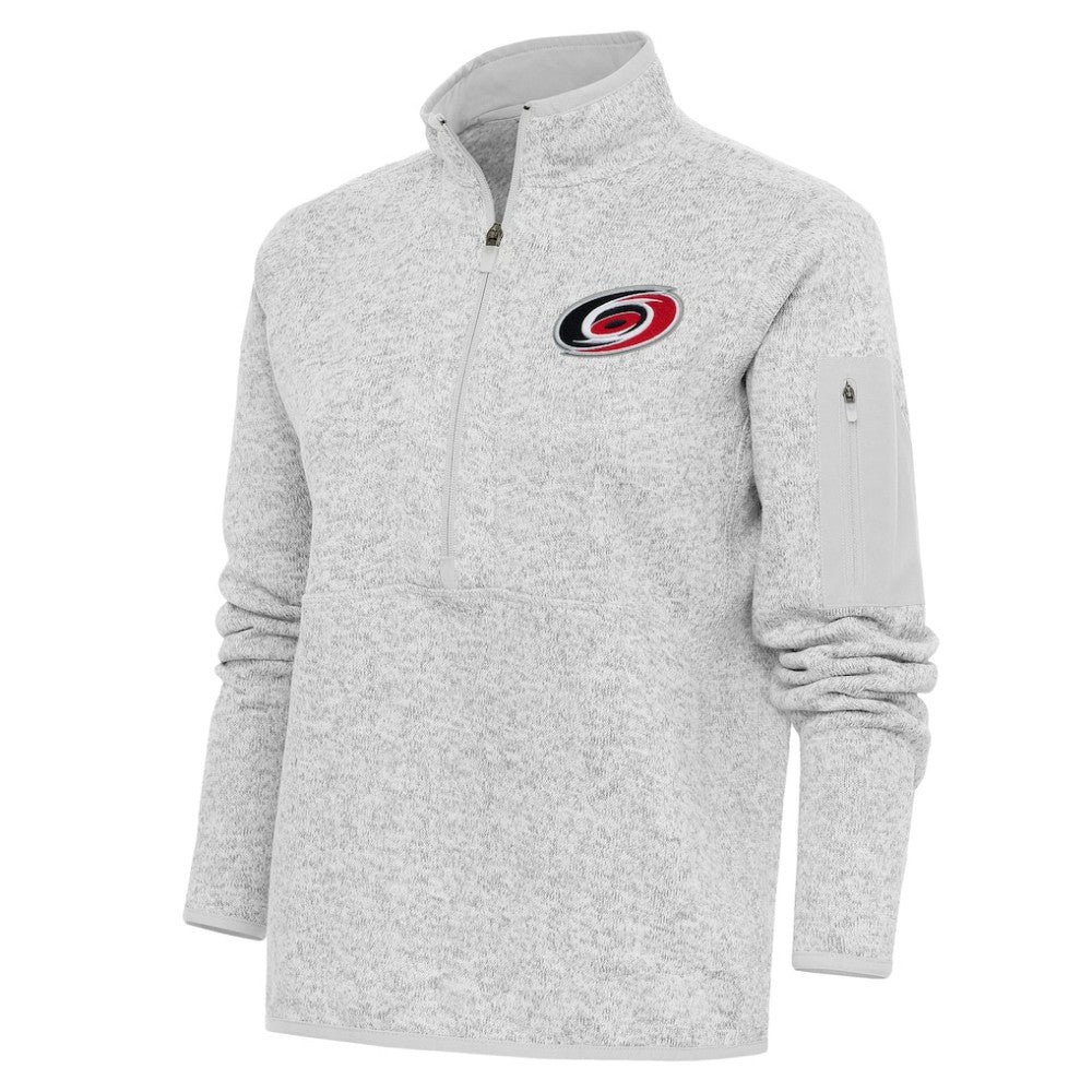 Carolina Hurricanes Antigua Women's Team Logo Fortune Quarter-Zip Jacket - Heather Gray Jackets
