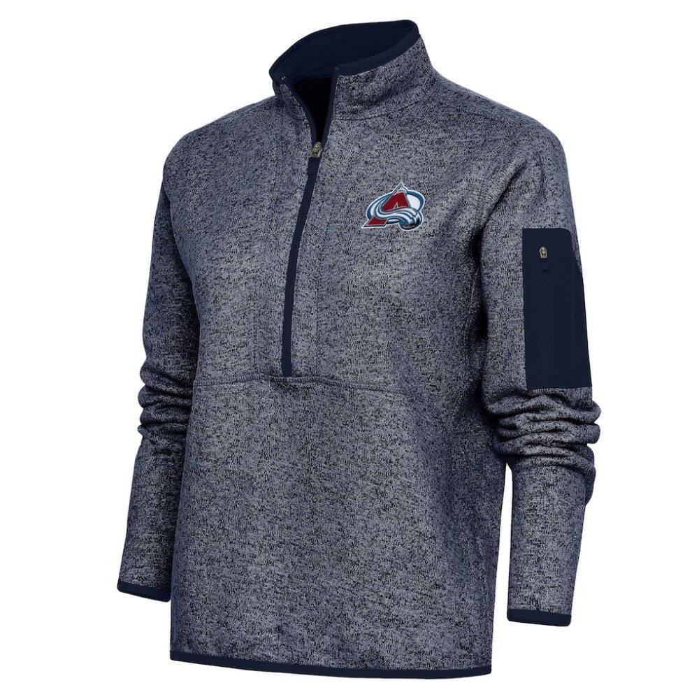Colorado Avalanche Antigua Women's Team Logo Fortune Quarter-Zip Jacket - Heather Navy Jackets