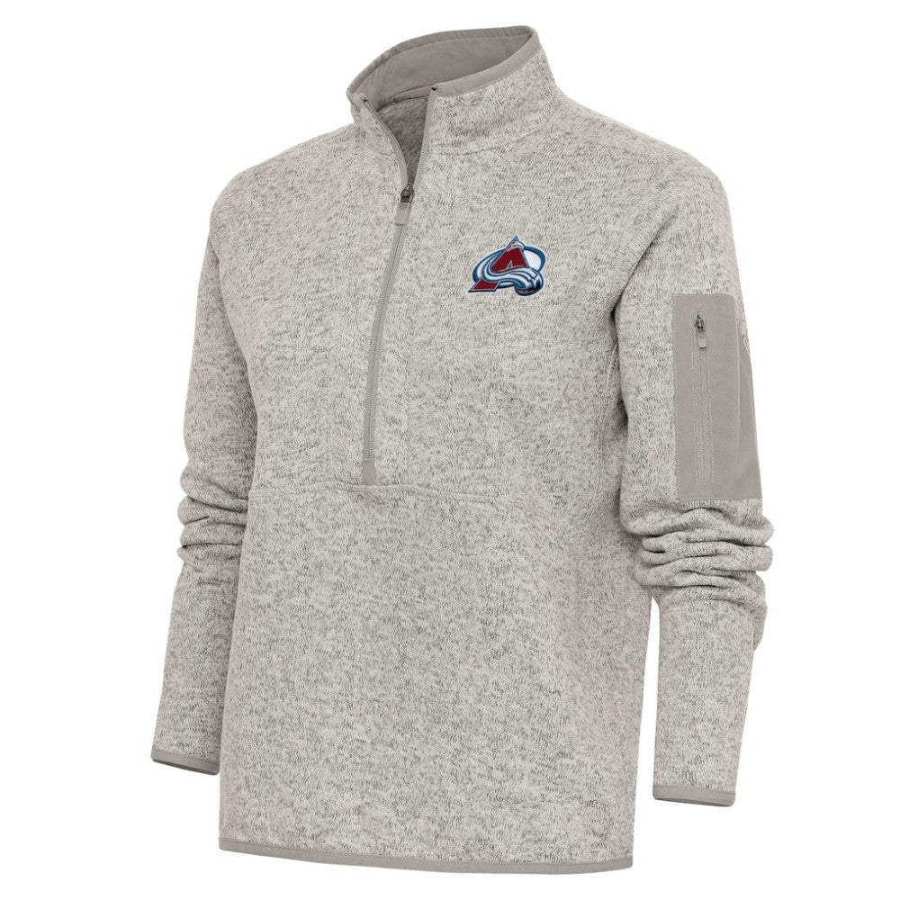 Colorado Avalanche Antigua Women's Team Logo Fortune Quarter-Zip Jacket - Oatmeal Jackets