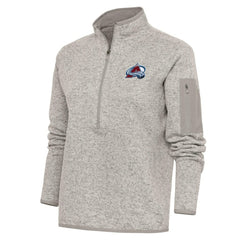 Colorado Avalanche Antigua Women's Team Logo Fortune Quarter-Zip Jacket - Oatmeal Jackets