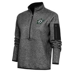 Dallas Stars Antigua Women's Team Logo Fortune Quarter-Zip Jacket - Heather Black Jackets