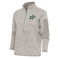 Dallas Stars Antigua Women's Team Logo Fortune Quarter-Zip Jacket - Oatmeal Jackets