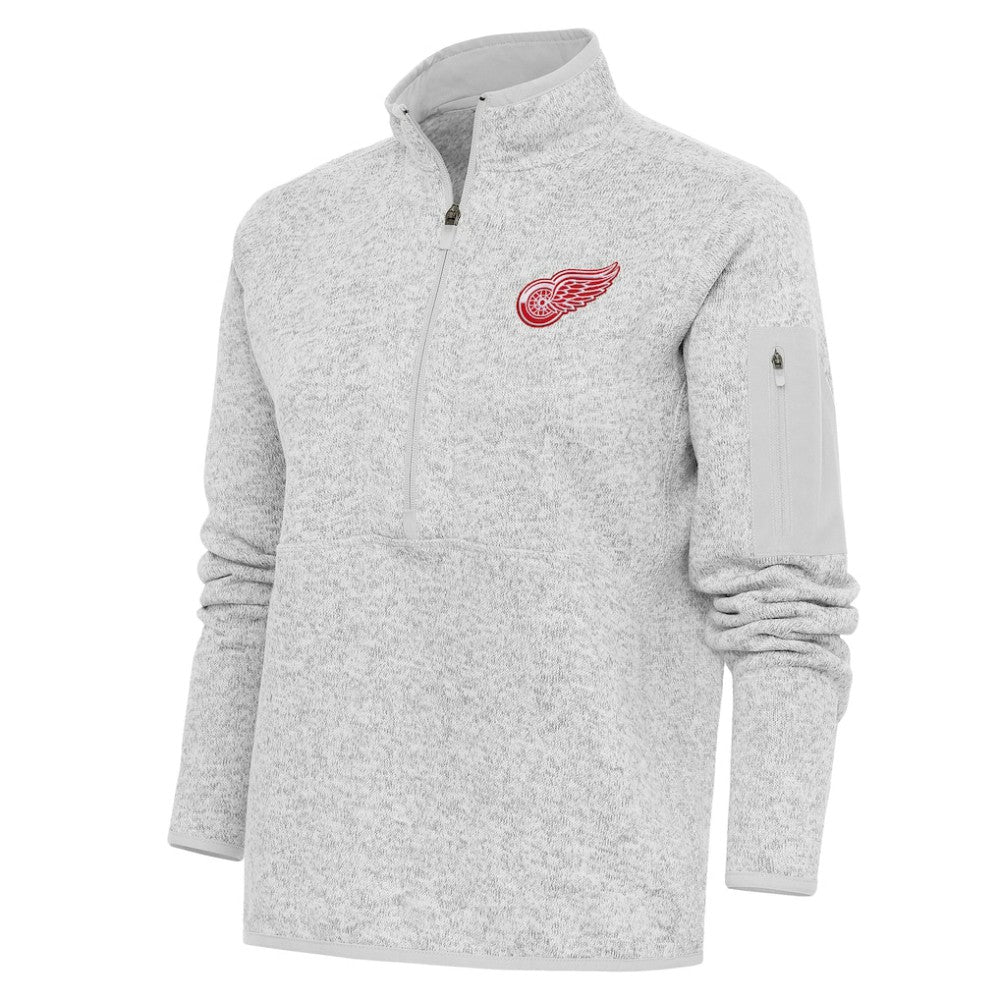 Detroit Red Wings Antigua Women's Team Logo Fortune Quarter-Zip Jacket - Heather Gray Jackets