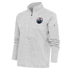 Edmonton Oilers Antigua Women's Team Logo Fortune Quarter-Zip Jacket - Heather Gray Jackets