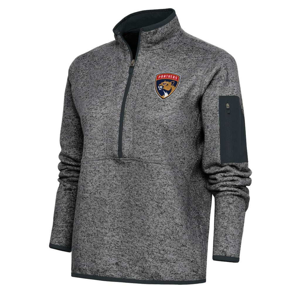 Florida Panthers Antigua Women's Team Logo Fortune Quarter-Zip Jacket - Heather Charcoal Jackets