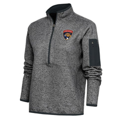 Florida Panthers Antigua Women's Team Logo Fortune Quarter-Zip Jacket - Heather Charcoal Jackets