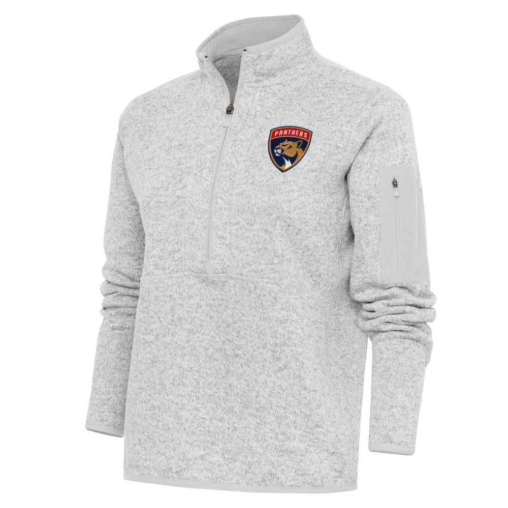 Florida Panthers Antigua Women's Team Logo Fortune Quarter-Zip Jacket - Heather Gray Jackets