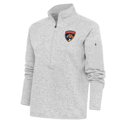 Florida Panthers Antigua Women's Team Logo Fortune Quarter-Zip Jacket - Heather Gray Jackets