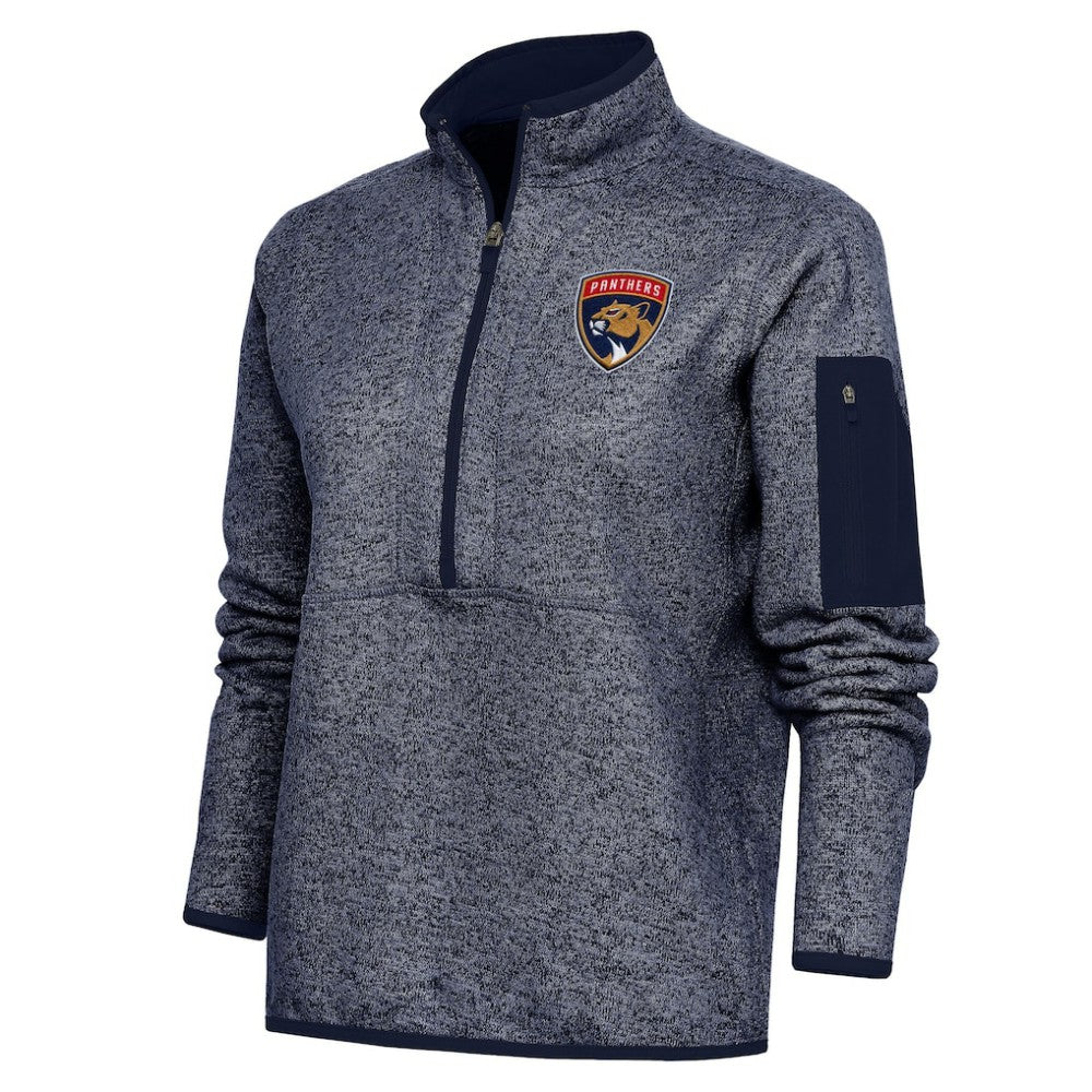 Florida Panthers Antigua Women's Team Logo Fortune Quarter-Zip Jacket - Heather Navy Jackets