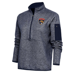 Florida Panthers Antigua Women's Team Logo Fortune Quarter-Zip Jacket - Heather Navy Jackets