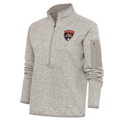 Florida Panthers Antigua Women's Team Logo Fortune Quarter-Zip Jacket - Oatmeal Jackets