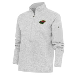 Minnesota Wild Antigua Women's Team Logo Fortune Quarter-Zip Jacket - Heather Gray Jackets