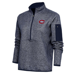 Montreal Canadiens Antigua Women's Team Logo Fortune Quarter-Zip Jacket - Heather Navy Jackets