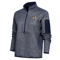 Nashville Predators Antigua Women's Team Logo Fortune Quarter-Zip Jacket - Heather Navy Jackets
