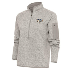 Nashville Predators Antigua Women's Team Logo Fortune Quarter-Zip Jacket - Oatmeal Jackets