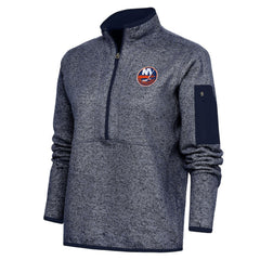 New York Islanders Antigua Women's Team Logo Fortune Quarter-Zip Jacket - Heather Navy Jackets