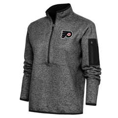 Philadelphia Flyers Antigua Women's Team Logo Fortune Quarter-Zip Jacket - Heather Black Jackets