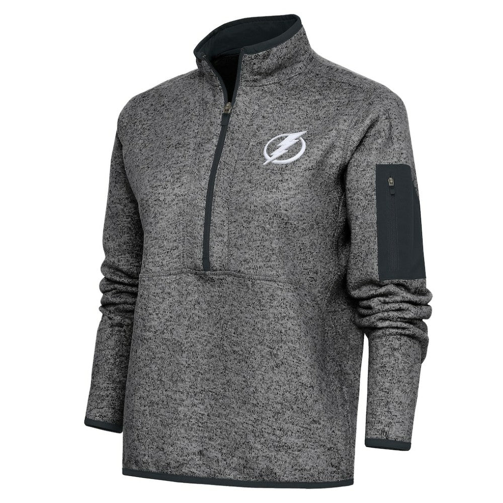 Tampa Bay Lightning Antigua Women's Team Logo Fortune Quarter-Zip Jacket - Heather Charcoal Jackets