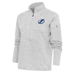 Tampa Bay Lightning Antigua Women's Team Logo Fortune Quarter-Zip Jacket - Heather Gray Jackets