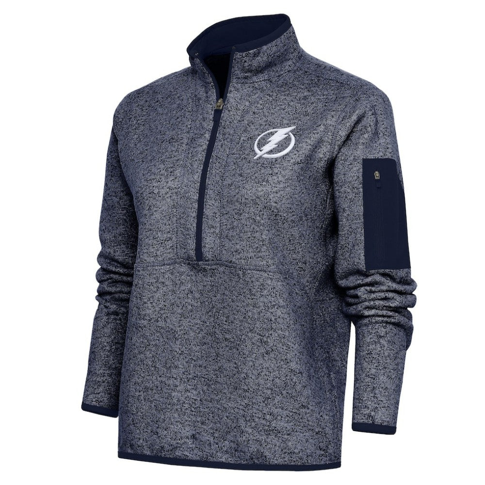 Tampa Bay Lightning Antigua Women's Team Logo Fortune Quarter-Zip Jacket - Heather Navy Jackets