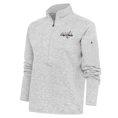 Washington Capitals Antigua Women's Team Logo Fortune Quarter-Zip Jacket - Heather Gray Jackets