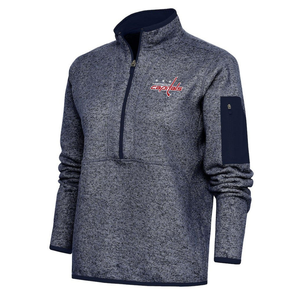Washington Capitals Antigua Women's Team Logo Fortune Quarter-Zip Jacket - Heather Navy Jackets