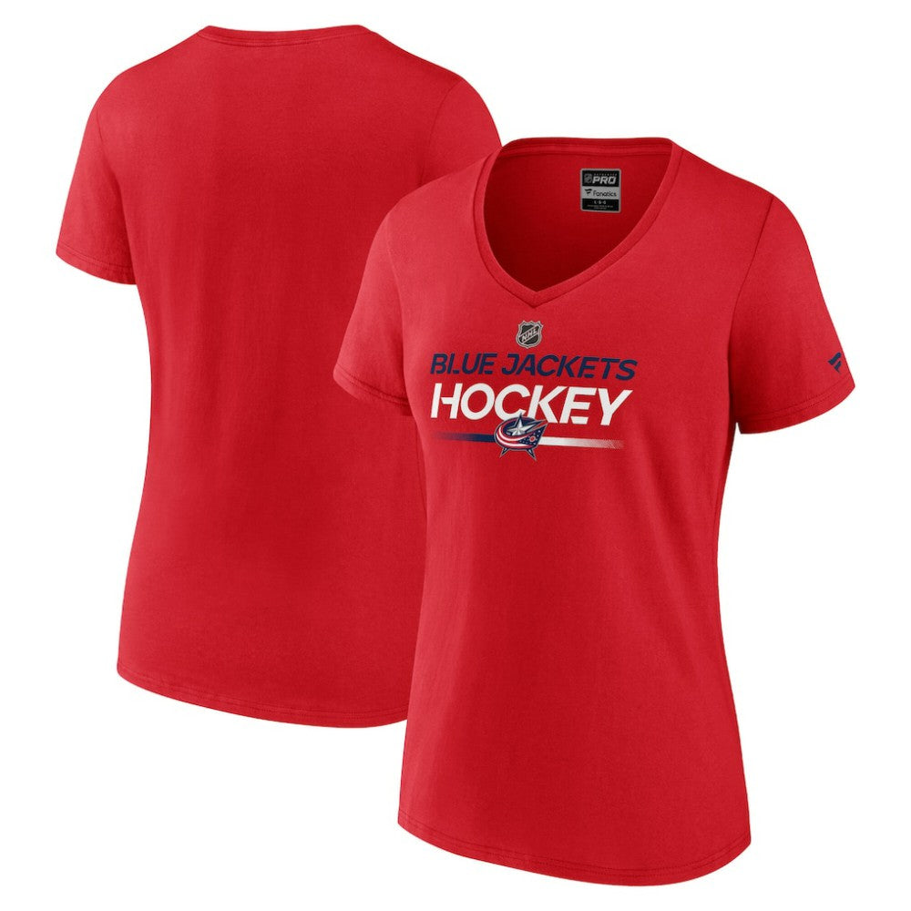 Columbus Blue Jackets Fanatics Women's Authentic Pro Primary V-Neck T-Shirt - Red T-shirts