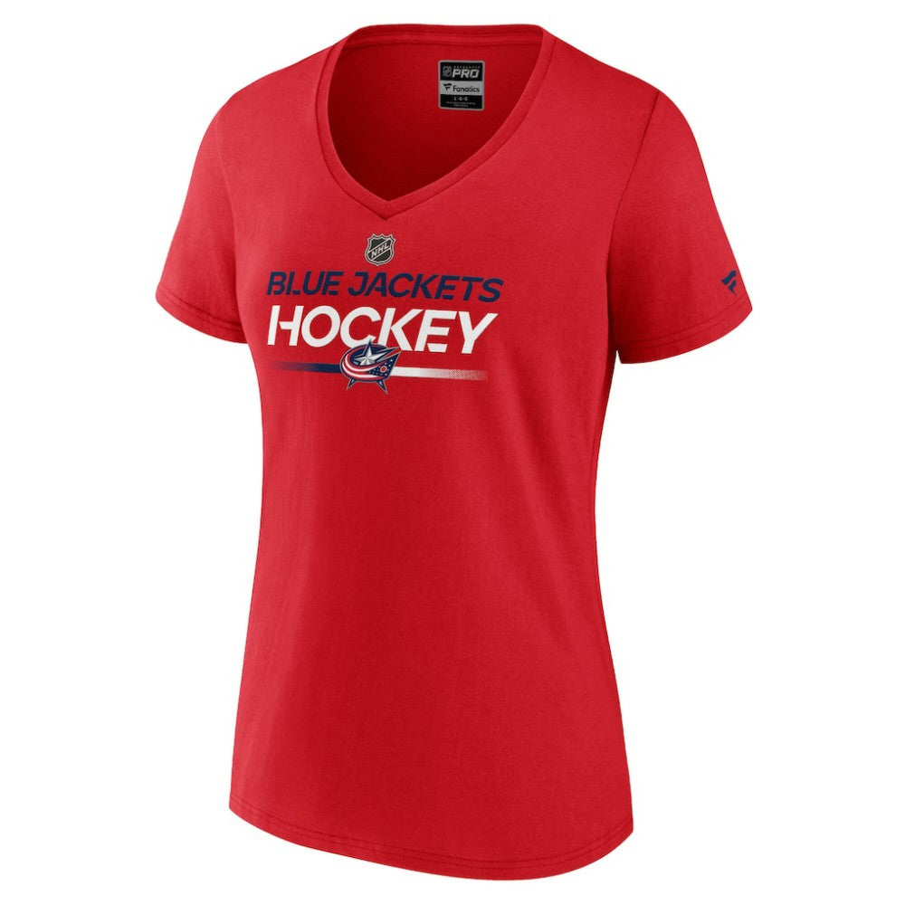 Columbus Blue Jackets Fanatics Women's Authentic Pro Primary V-Neck T-Shirt - Red T-shirts