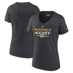 Nashville Predators Fanatics Women's Authentic Pro Primary V-Neck T-Shirt - Heather Charcoal T-shirts