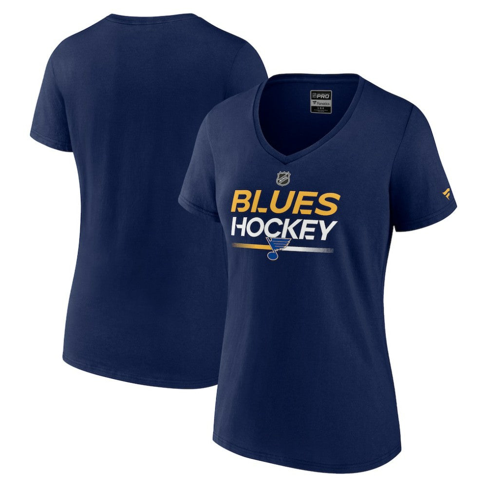 St. Louis Blues Fanatics Women's Authentic Pro V-Neck T-Shirt - Navy T-shirts