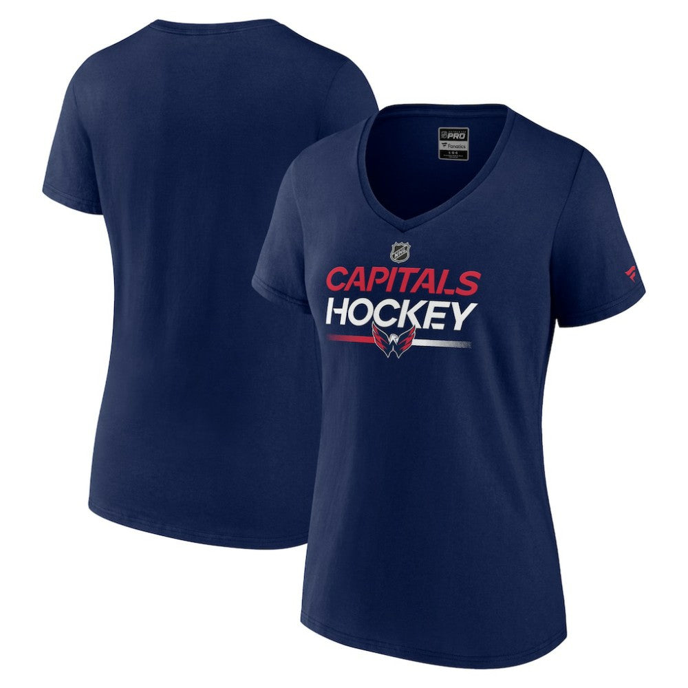 Washington Capitals Fanatics Women's Authentic Pro V-Neck T-Shirt - Navy T-shirts