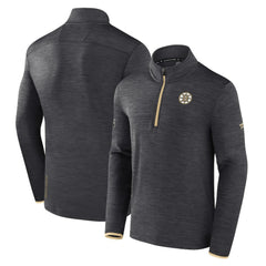 Boston Bruins Fanatics Authentic Pro Quarter-Zip Pullover Top - Heather Charcoal Pullover