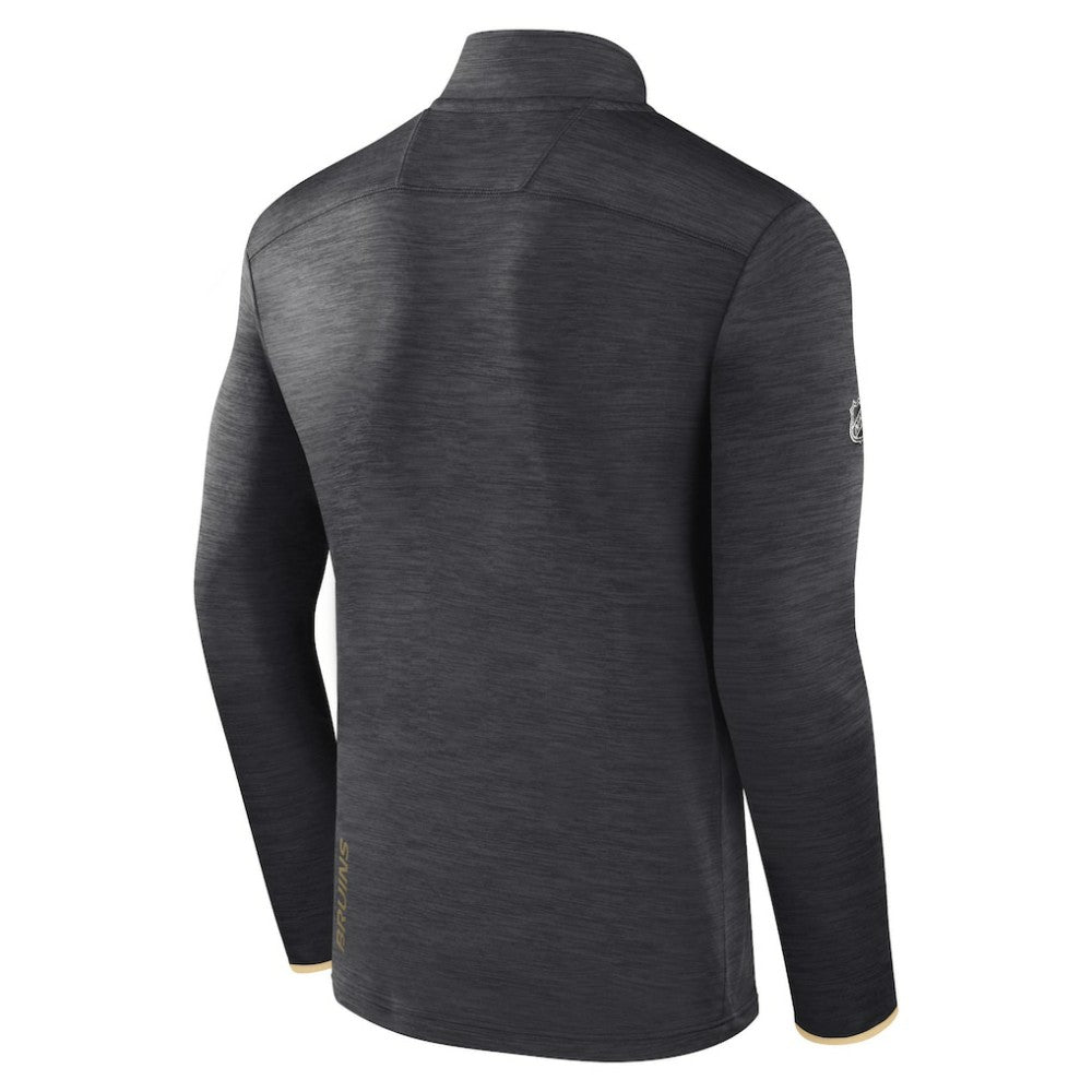 Boston Bruins Fanatics Authentic Pro Quarter-Zip Pullover Top - Heather Charcoal Pullover