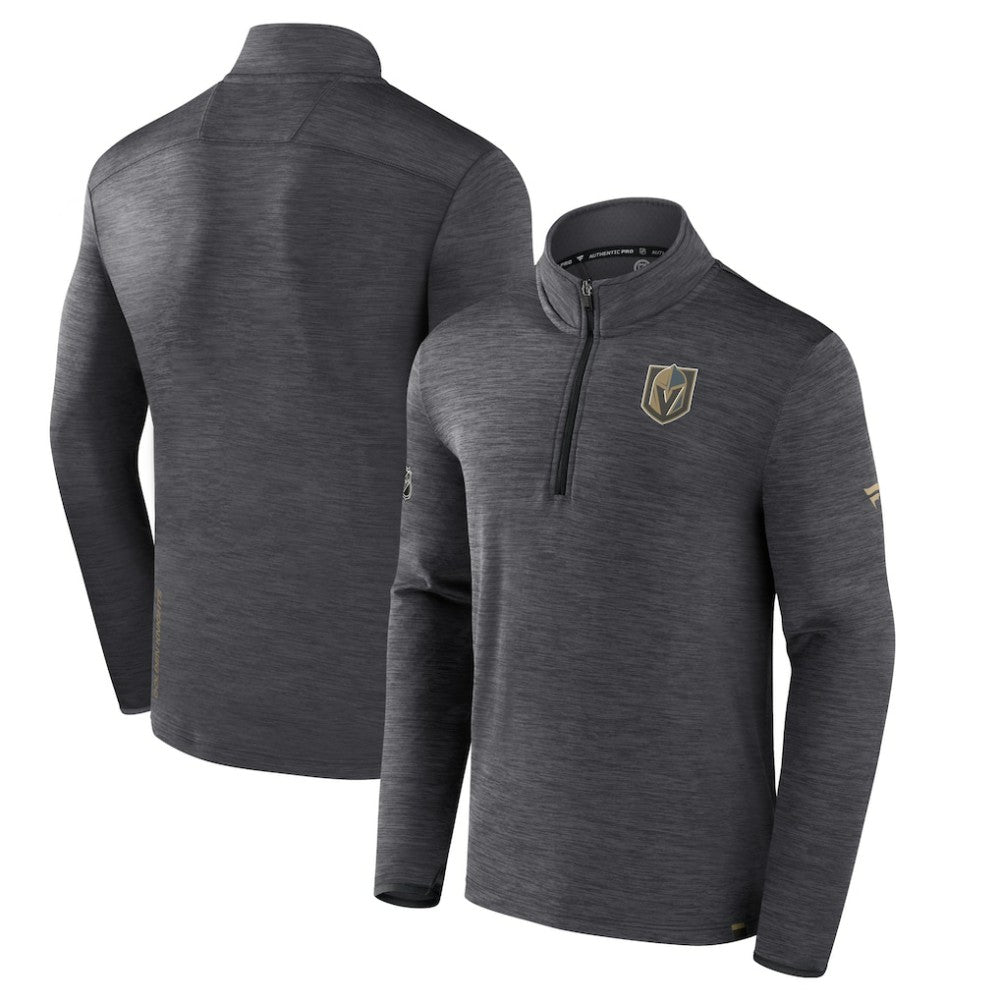 Vegas Golden Knights Fanatics Authentic Pro Quarter-Zip Pullover Top - Heather Charcoal Pullover